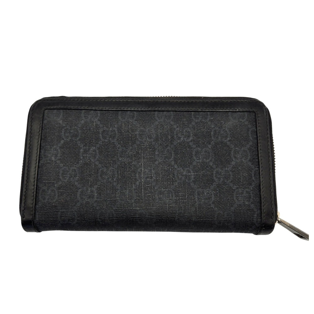 Gucci GG Supreme Zip Around Wallet Black Grey Coated Canvas 622147-0959 - Picture 2 of 8